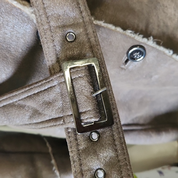 Christopher & Banks Vegan Suede, Sherpa Lined Long Jacket - Picture 10 of 14